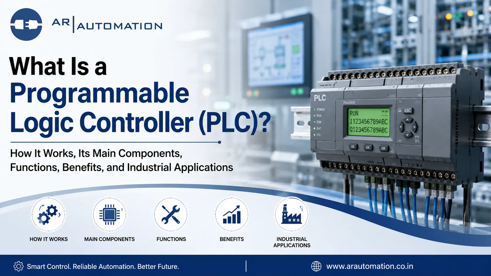 Read more about the article What Is a Programmable Logic Controller (PLC)? How It Works, Its Main Components, Functions, Benefits, and Industrial Applications
